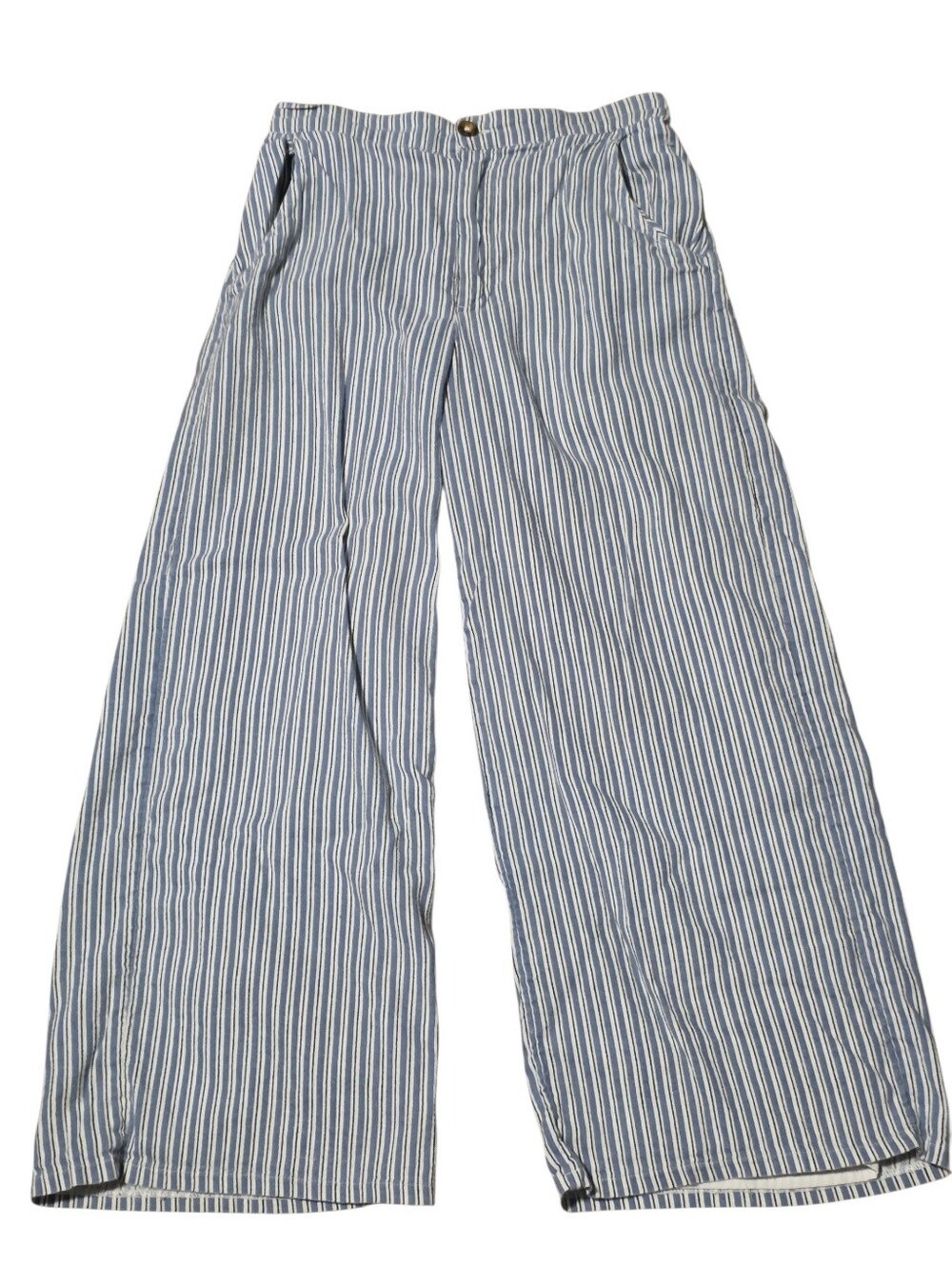 Hollister Linen/Cotton Blend Striped High-Rise Wide Leg Cropped Pants Size S